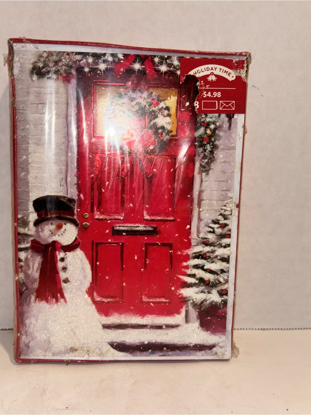 Holiday Time Red Door & Snowman Holiday Greeting Cards-New Sealed